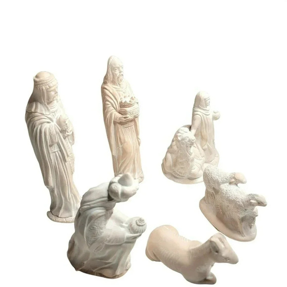 Vintage 1980's Ceramic 6 Pieces Nativity Set Made In Bethlehem ISRAEL - Picture 2 of 11